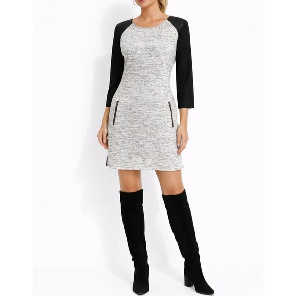 Sanctuary Dresses & Skirts - Sanctuary Sweater Dress Faux Leather Sleeves | Women’s Small